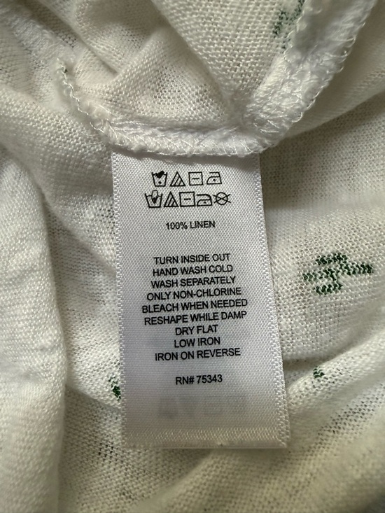 White 100% Linen Cactus Print Scoop Neck Women's Top T Shirt Size XL - Picture 8 of 9